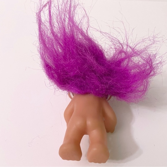 Vtg 1986 Dam Troll Mini Purple Hair Yellow Dress - Picture 14 of 16